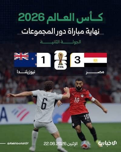 مباراة مصر ضد نيوزيلندا في كأس العالم 2026 | ترتيب مجموعة مصر في كأس العالم 2026