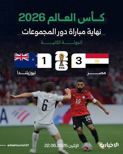 مباراة مصر ضد نيوزيلندا في كأس العالم 2026 | ترتيب مجموعة مصر في كأس العالم 2026